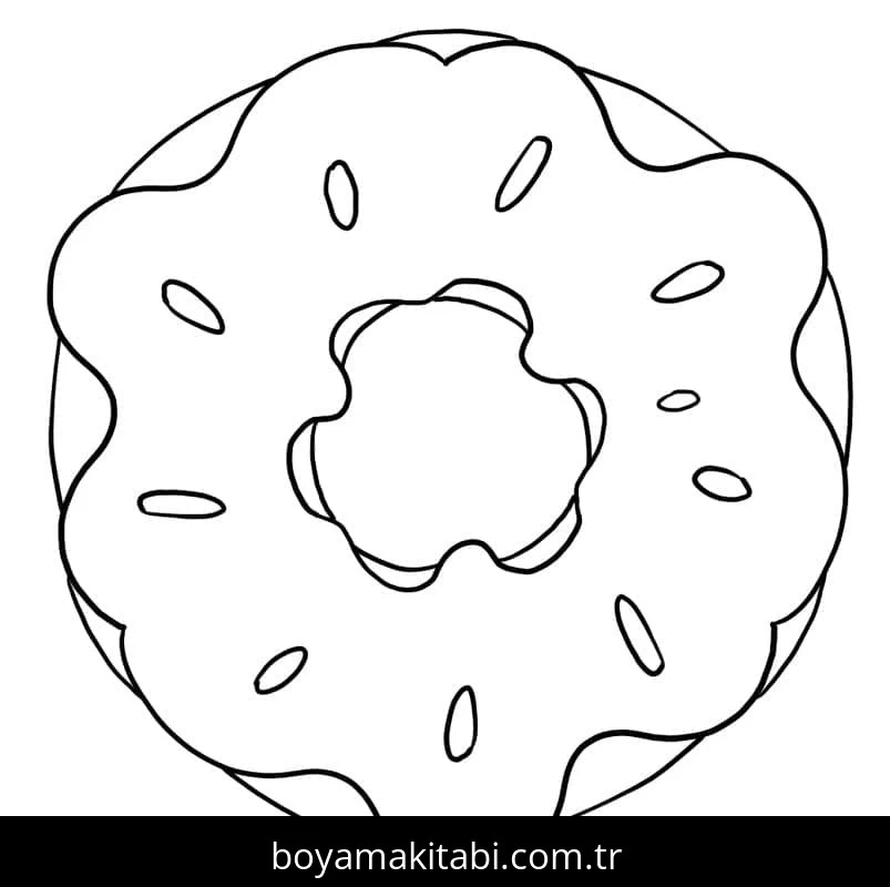 Donut boyama sayfası #75 – dikkat ve odaklanma geliştirir, A4 baskıya uygun