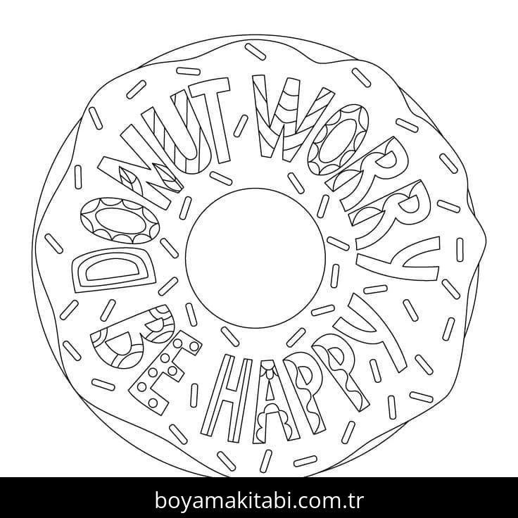 Donut boyama sayfası #82 – A4 baskıya uygun, ücretsiz yazdır