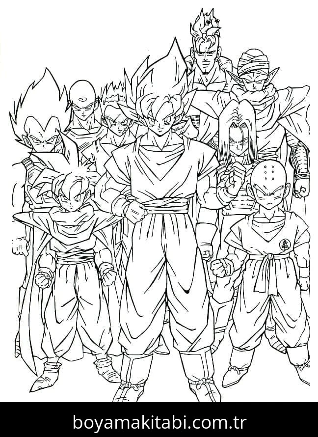 Dragon Ball Z boyama sayfası – keyifli zaman, renkli çizimler