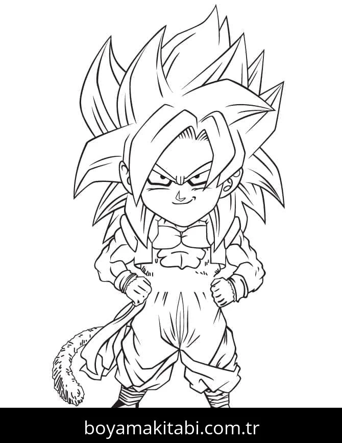 Dragon Ball Z boyama sayfası – çizgi film temalı, basit çizim