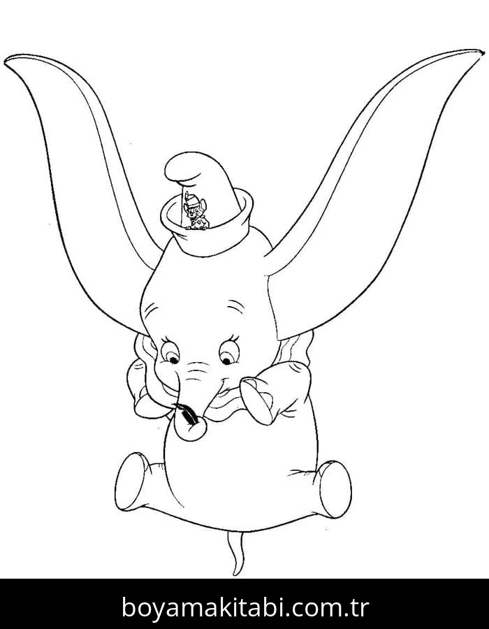 Dumbo boyama sayfası – sevimli karakter, sanatsal çalışma