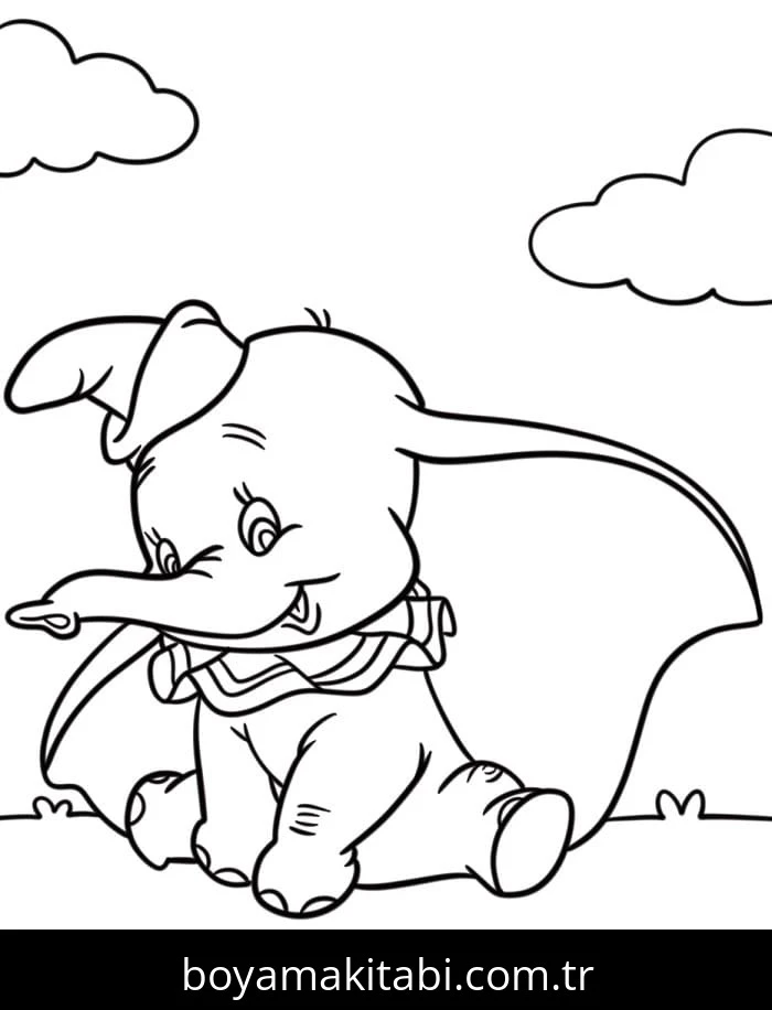 Dumbo boyama sayfası – el becerilerini geliştirir, boyama çalışması