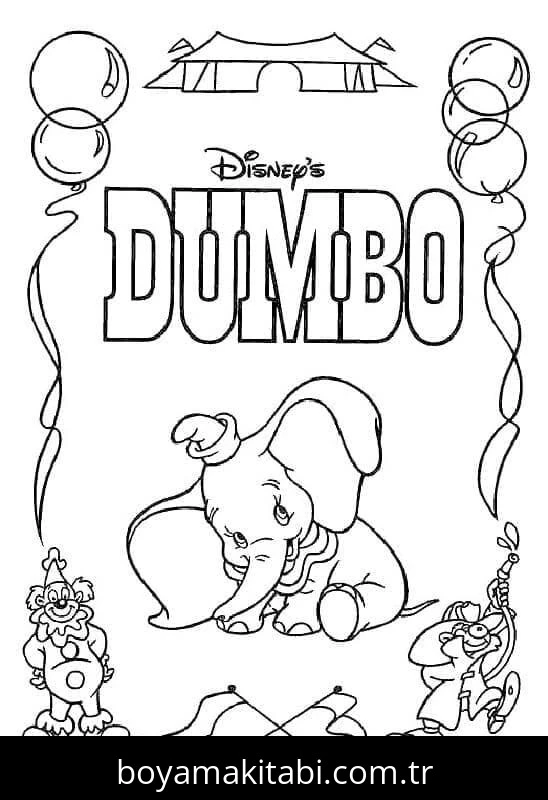 Dumbo boyama sayfası – keyifli zaman, renkli çizimler