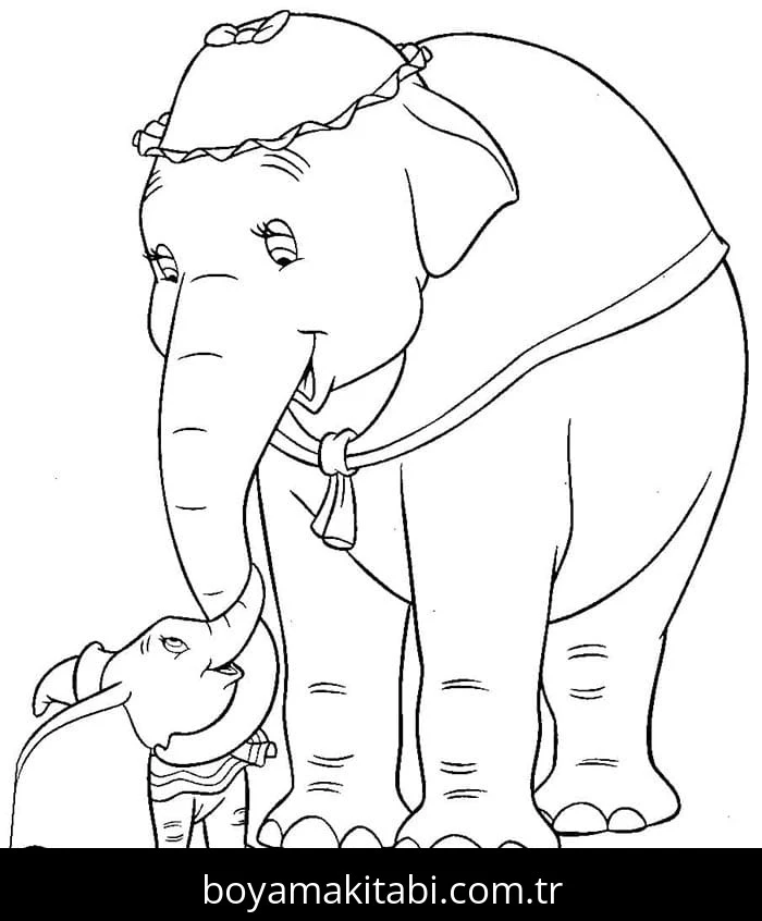 Dumbo boyama sayfası – kolay boyama, eğitici aktivite