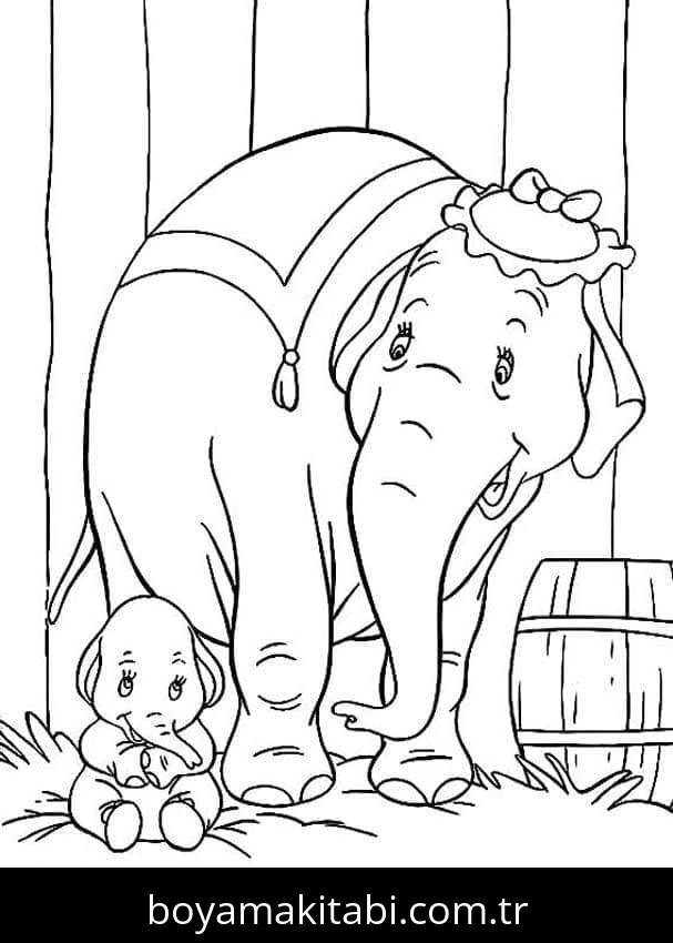 Dumbo boyama sayfası – keyifli zaman, renkli çizimler