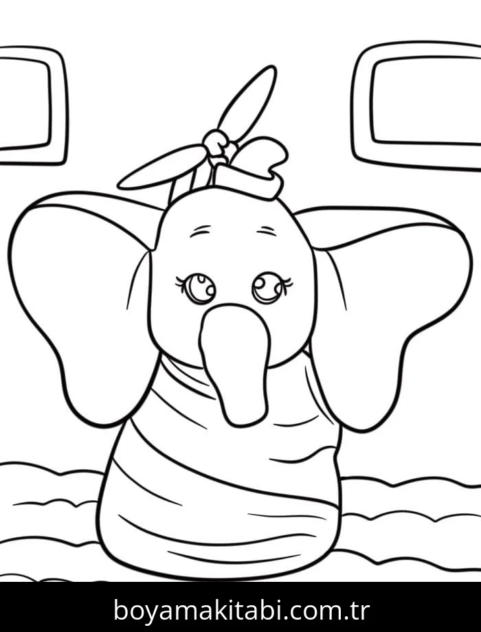 Dumbo boyama sayfası – kolay boyama, eğitici aktivite