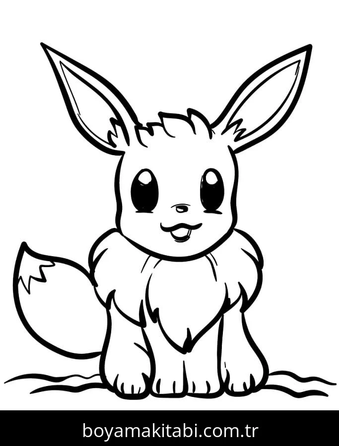 Eevee boyama sayfası – basit çizim, kolay boyama