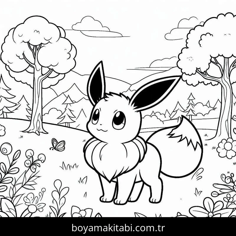 Eevee boyama sayfası – renkli çizimler, okul öncesi