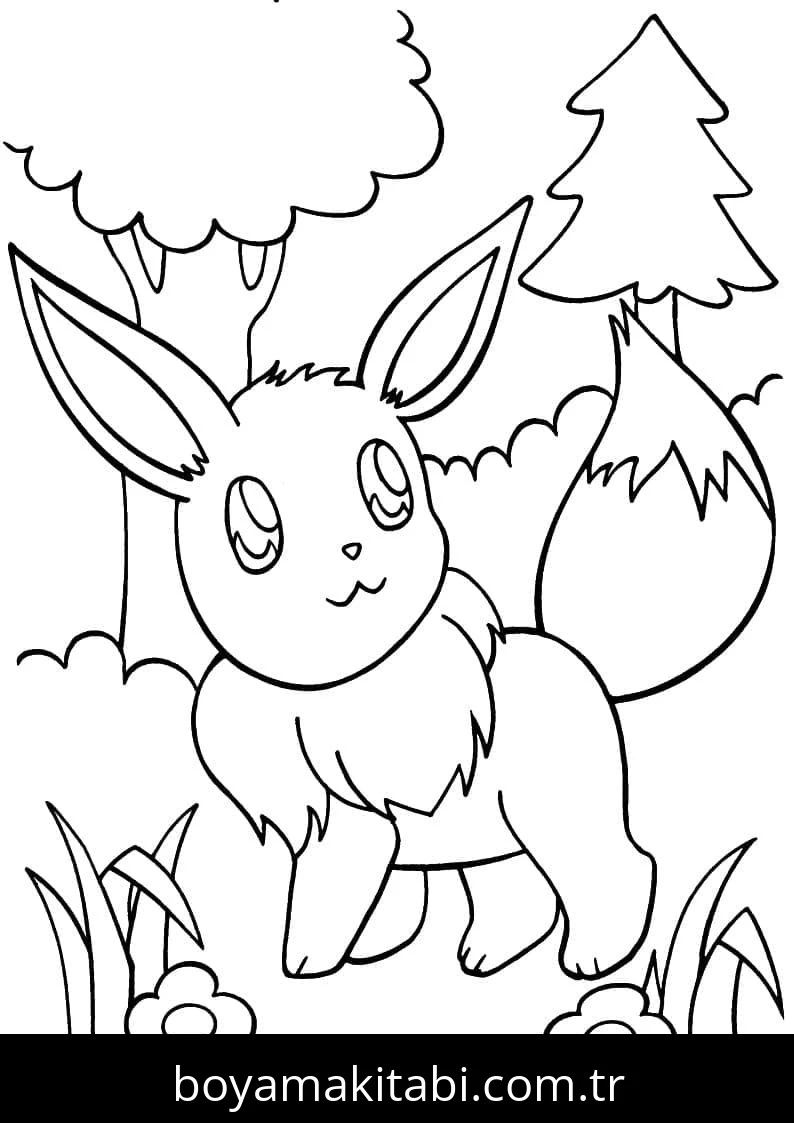 Eevee boyama sayfası – eğlenceli etkinlik, el becerilerini geliştirir