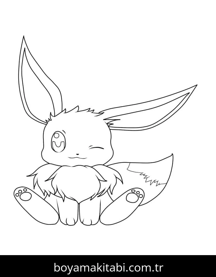 Eevee boyama sayfası – renkli çizimler, okul öncesi