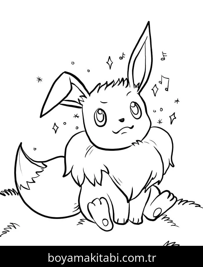 Eevee boyama sayfası – eğlenceli etkinlik, el becerilerini geliştirir