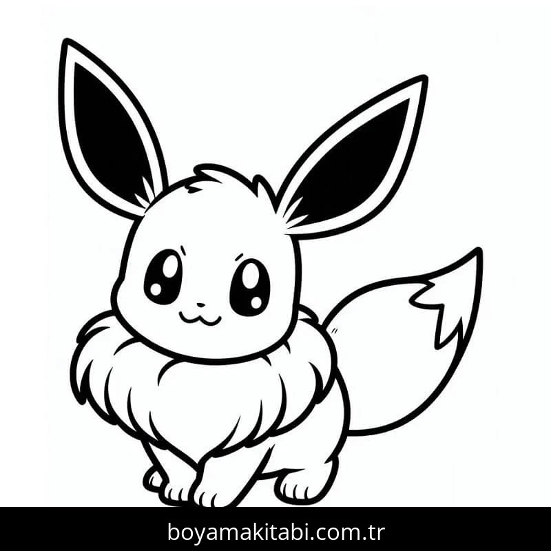 Eevee boyama sayfası – çocuk aktivitesi, PDF indir