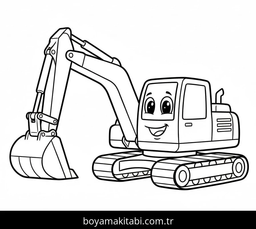 Ekskavatör boyama sayfası – kolay boyama, eğitici aktivite
