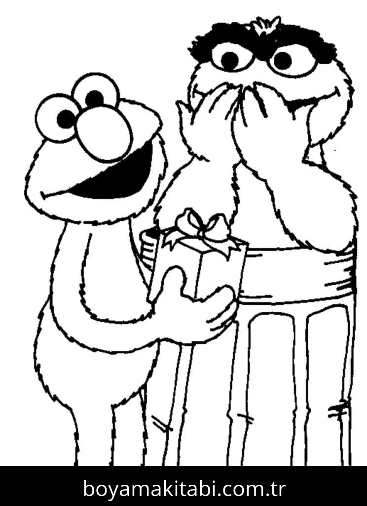 Elmo boyama sayfası – el becerilerini geliştirir, boyama çalışması