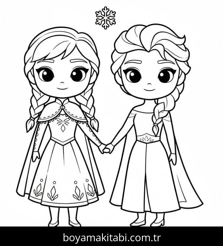 Elsa Ve Anna boyama sayfası – boyama etkinliği, çocuk aktivitesi