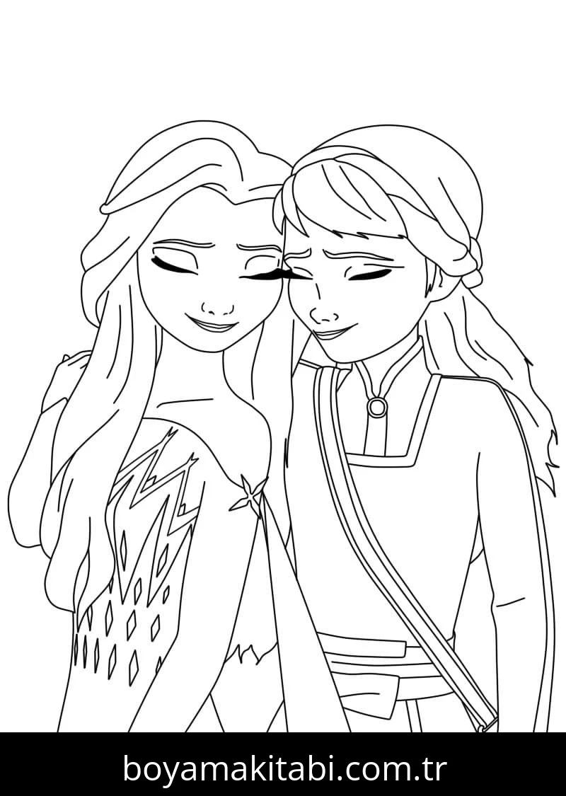 Elsa Ve Anna boyama sayfası – eğitici aktivite, yaratıcılık