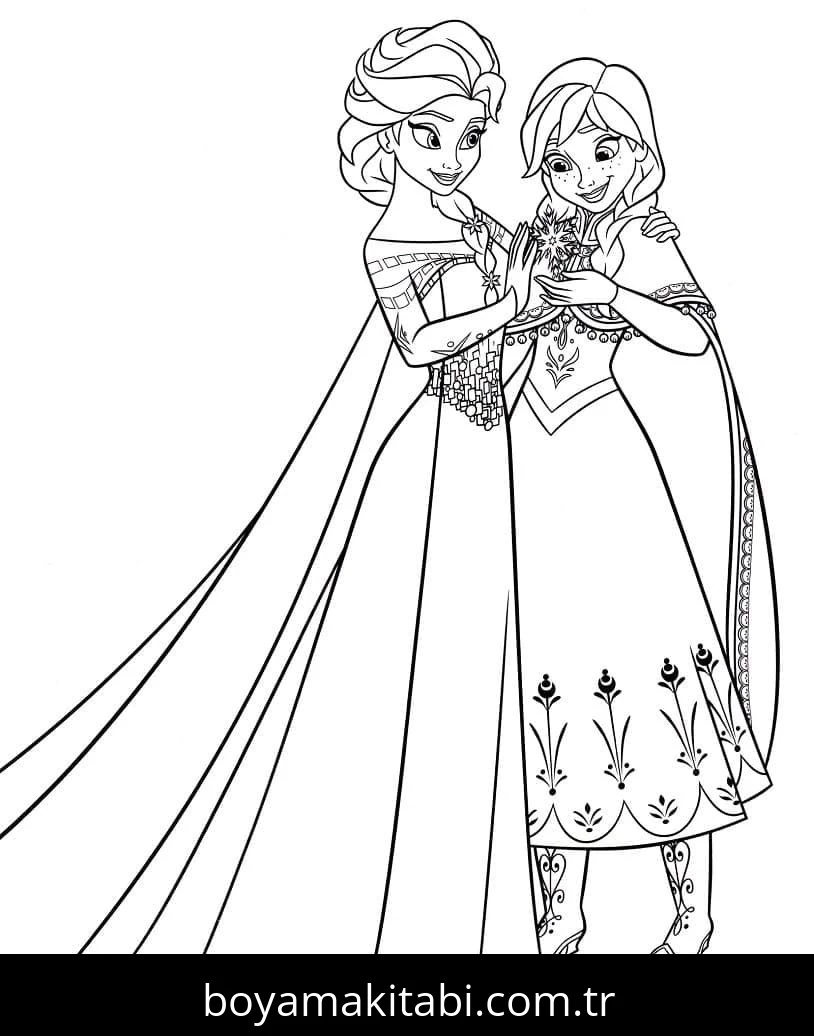 Elsa Ve Anna boyama sayfası – çocuk aktivitesi, PDF indir