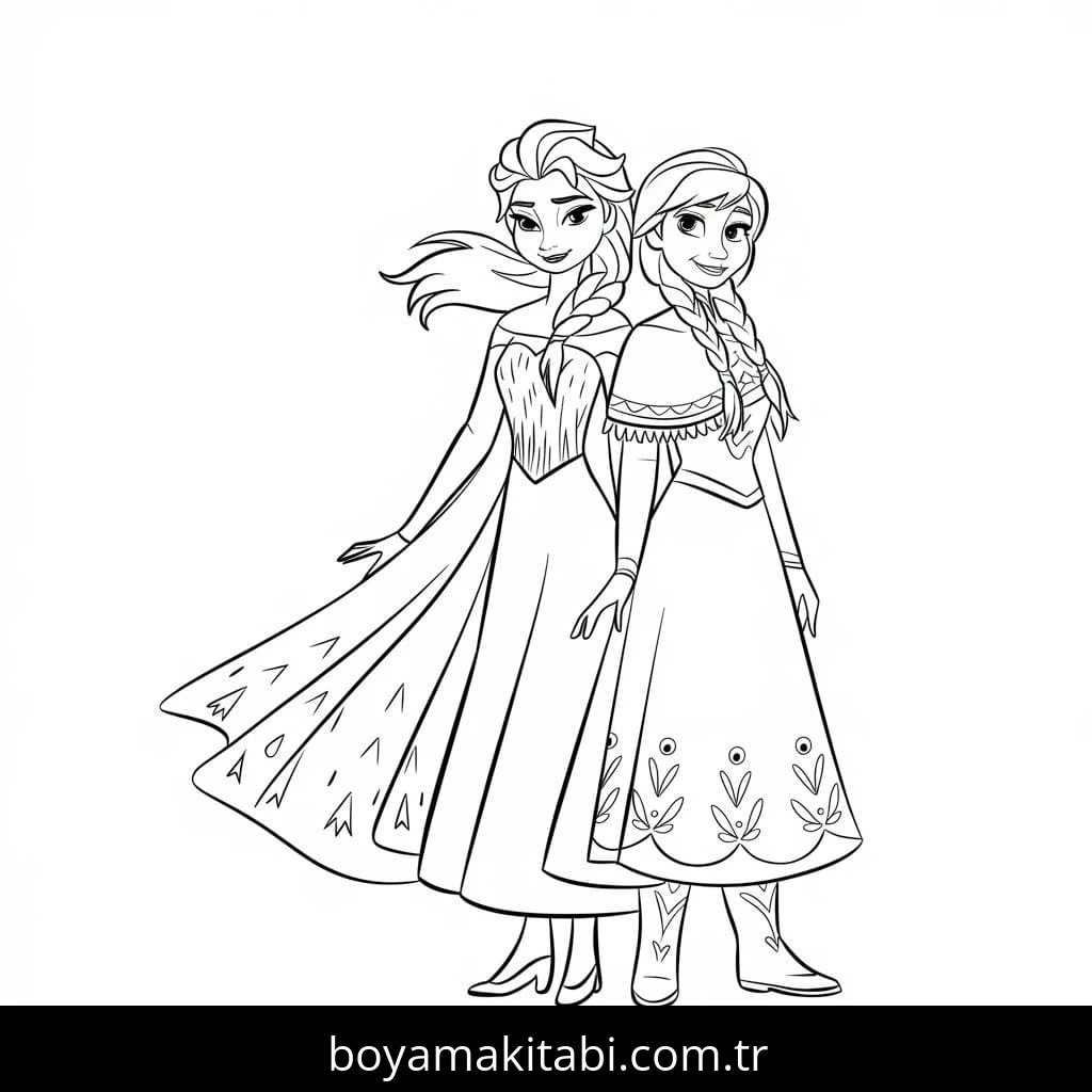 Elsa Ve Anna boyama sayfası – ücretsiz yazdır, boyama etkinliği