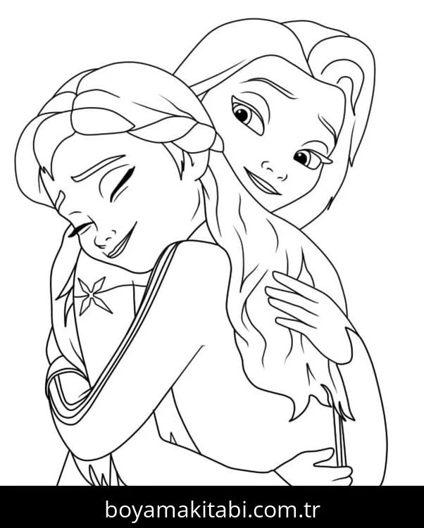 Elsa Ve Anna boyama sayfası – kolay boyama, eğitici aktivite