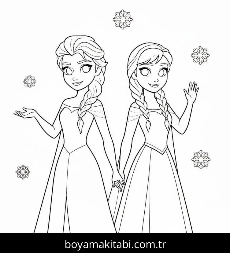 Elsa Ve Anna boyama sayfası – eğitici aktivite, yaratıcılık