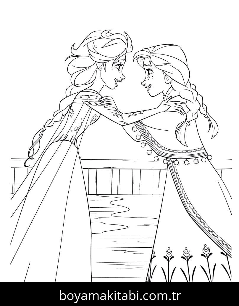 Elsa Ve Anna boyama sayfası – el becerilerini geliştirir, boyama çalışması