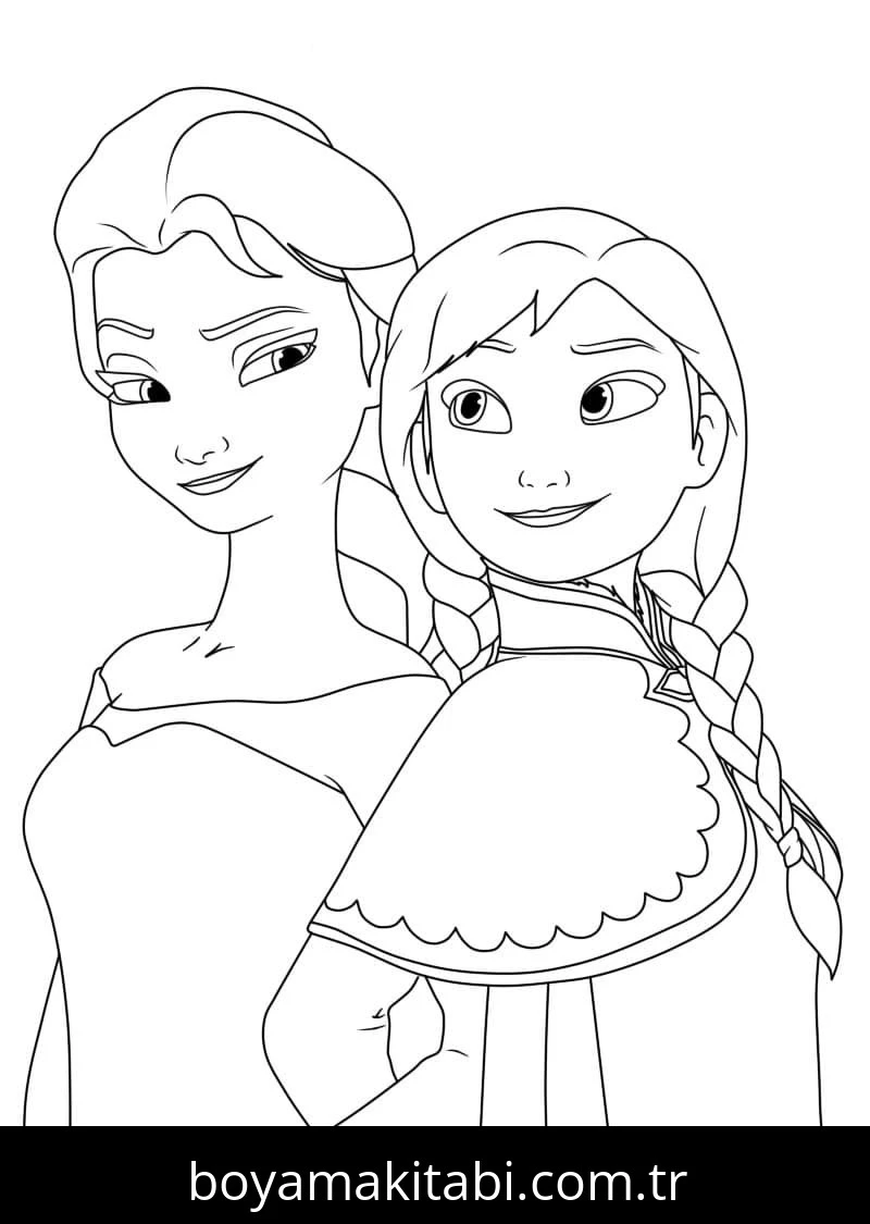 Elsa Ve Anna boyama sayfası – evde etkinlik, ücretsiz yazdır