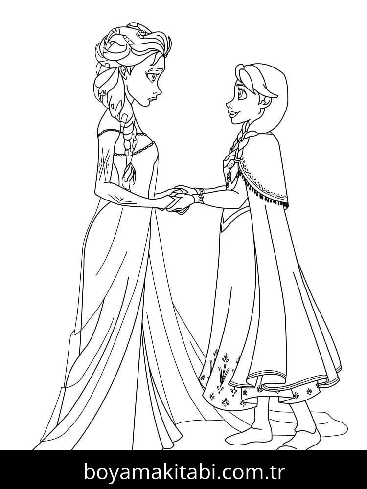 Elsa Ve Anna boyama sayfası – yaratıcılık, eğlenceli etkinlik