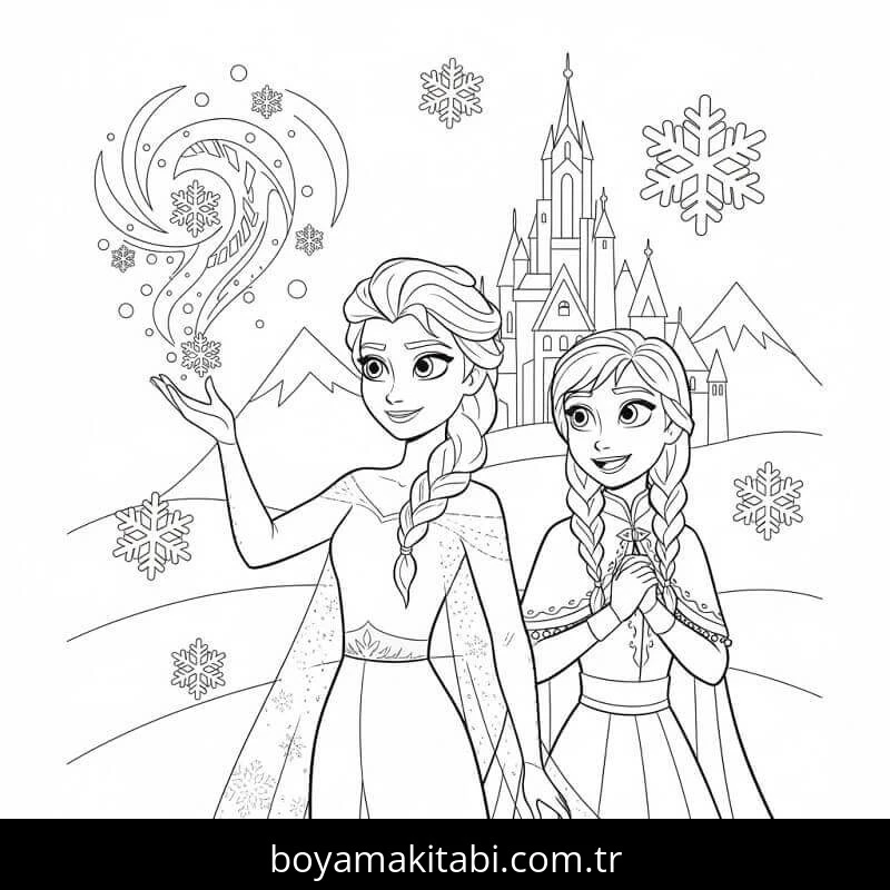 Elsa Ve Anna boyama sayfası – eğlenceli etkinlik, el becerilerini geliştirir