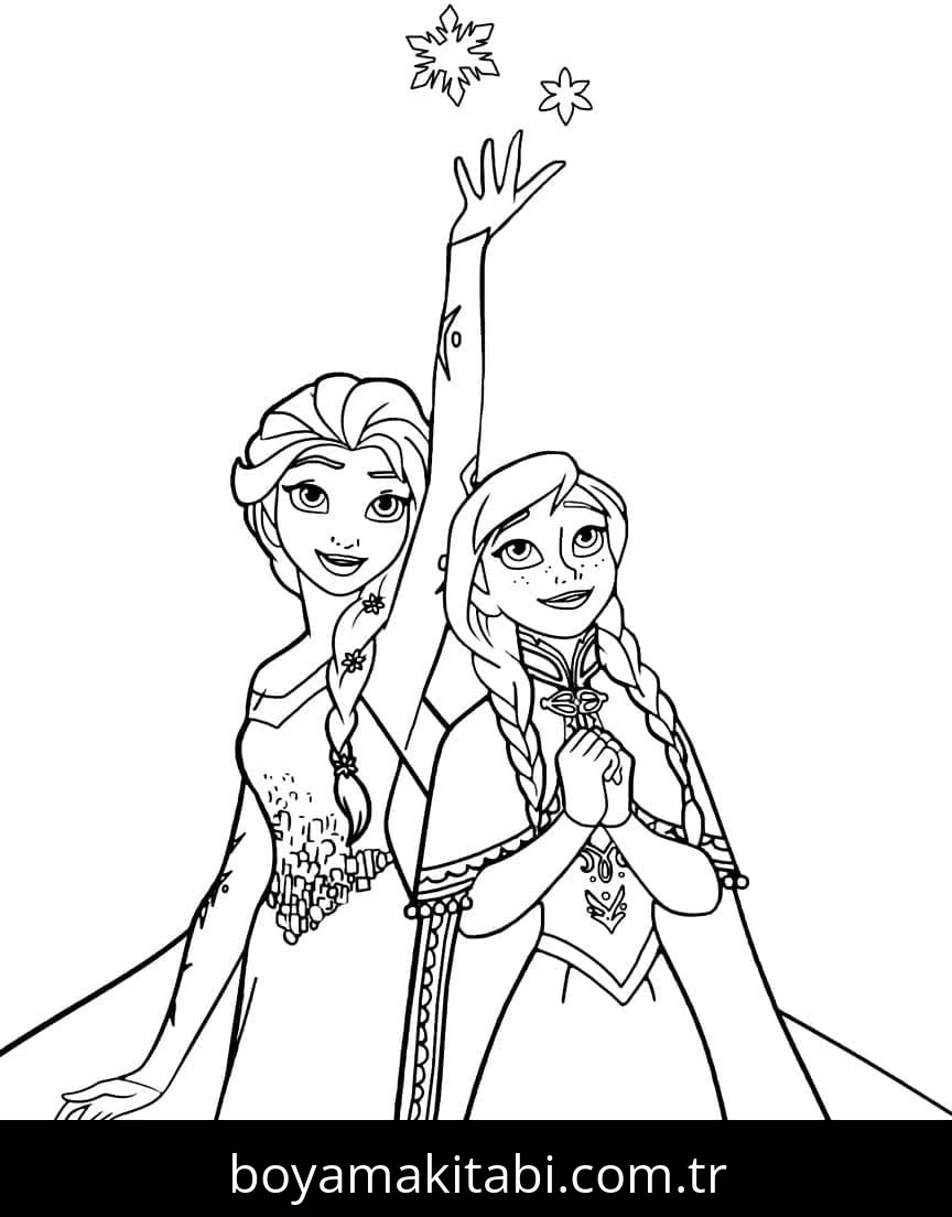 Elsa Ve Anna boyama sayfası – yaratıcılığı geliştirir, keyifli zaman