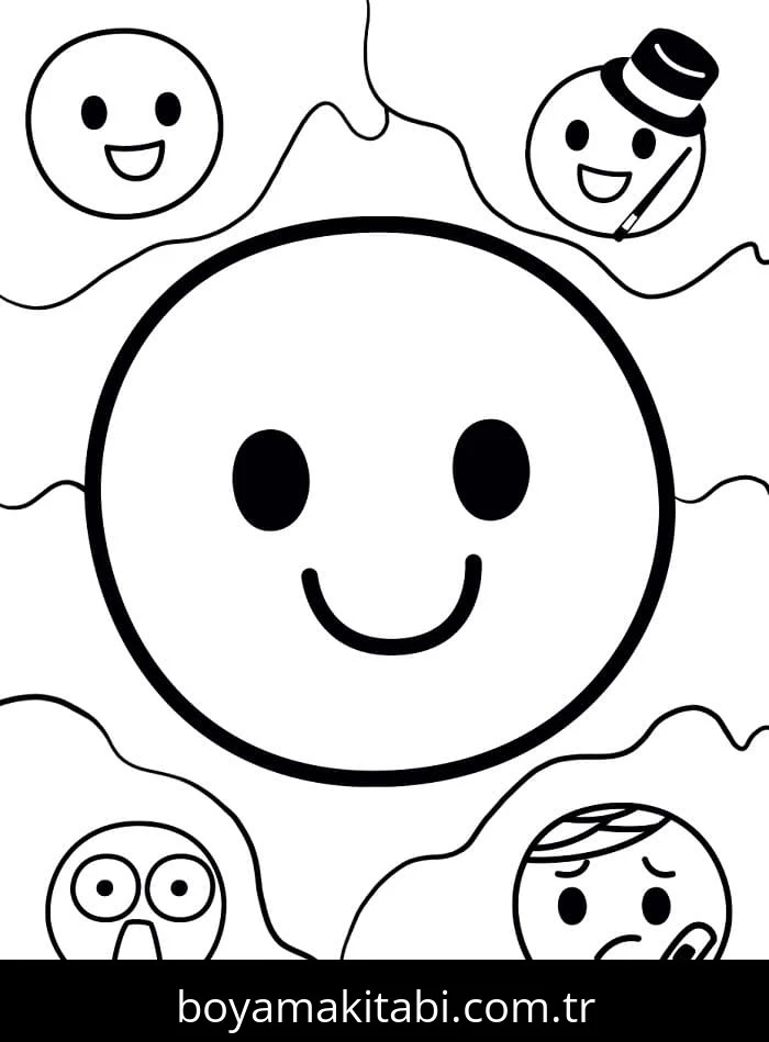Emoji boyama sayfası – eğitici aktivite, yaratıcılık