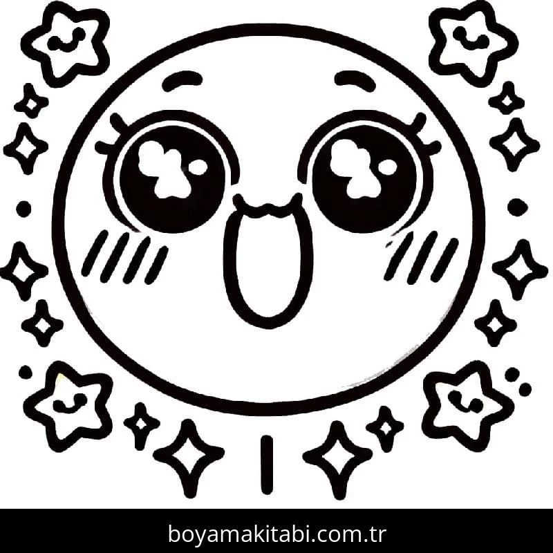 Emoji boyama sayfası – PDF indir, sevimli karakter