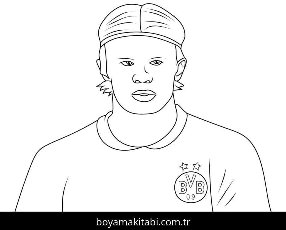 Erling Haaland boyama sayfası – çizgi film temalı, basit çizim