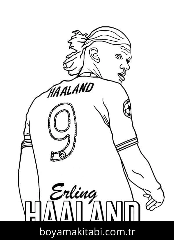 Erling Haaland boyama sayfası – kolay boyama, eğitici aktivite