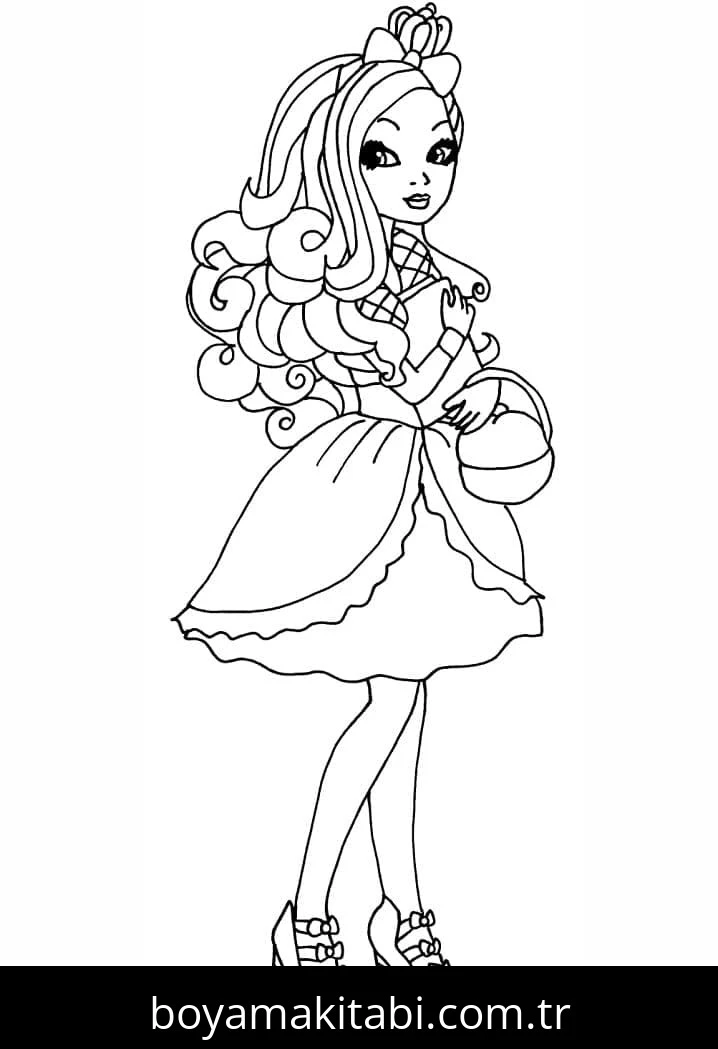 Ever After High boyama sayfası – sevimli karakter, sanatsal çalışma