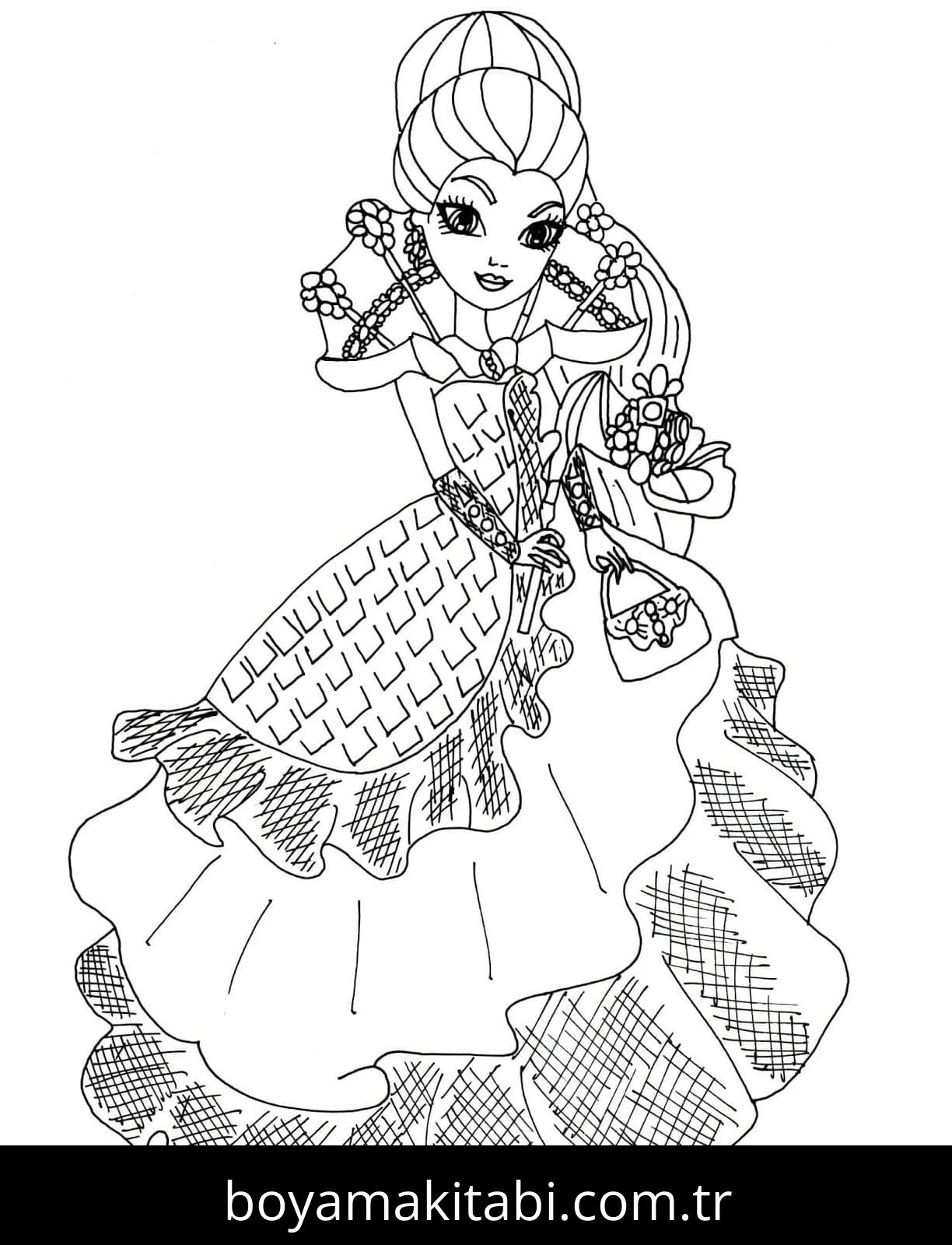 Ever After High boyama sayfası – el becerilerini geliştirir, boyama çalışması
