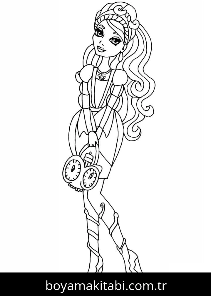Ever After High boyama sayfası – çizgi film temalı, basit çizim