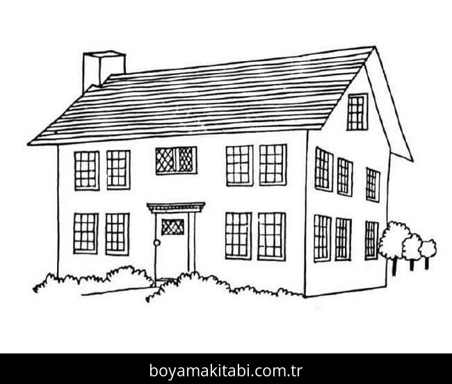 Evler boyama sayfası – okul öncesi, evde etkinlik