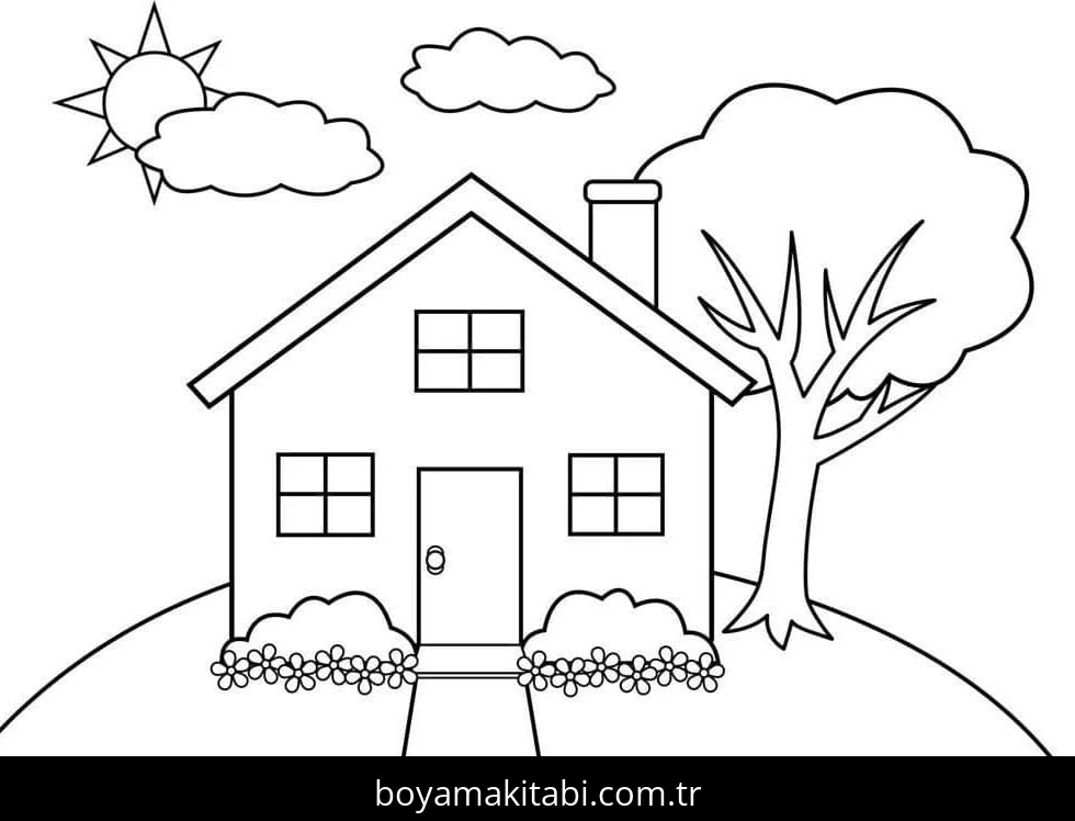 Evler boyama sayfası – eğitici aktivite, yaratıcılık