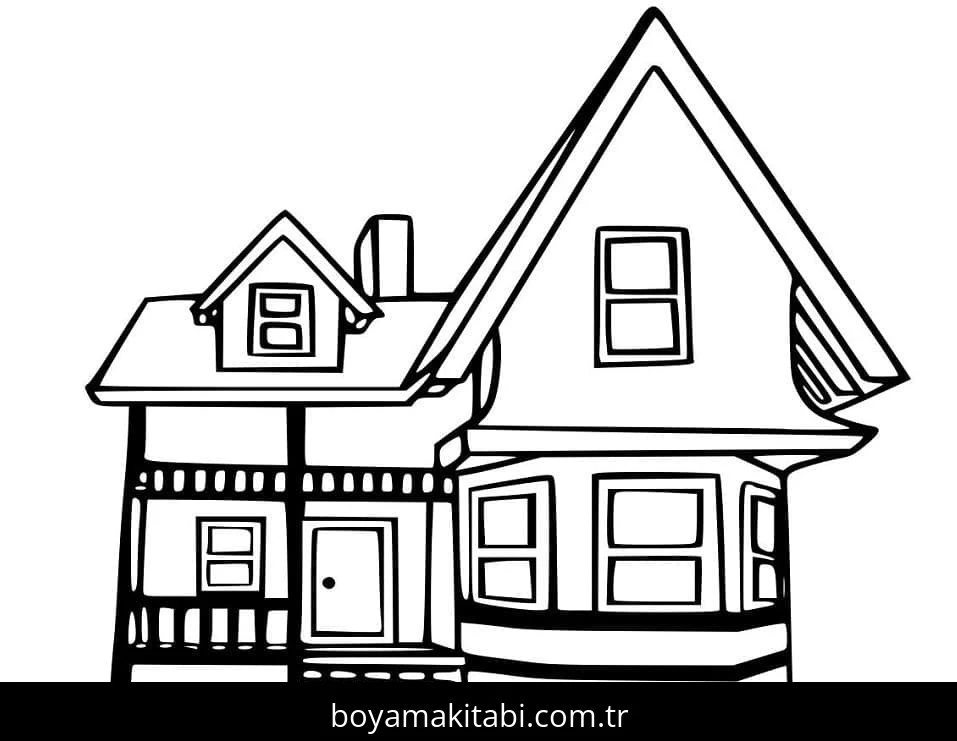 Evler boyama sayfası – keyifli zaman, renkli çizimler