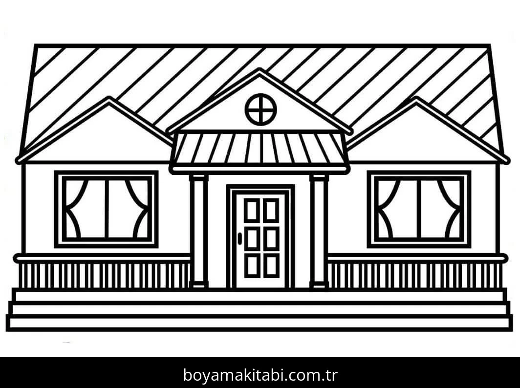 Evler boyama sayfası – renkli çizimler, okul öncesi