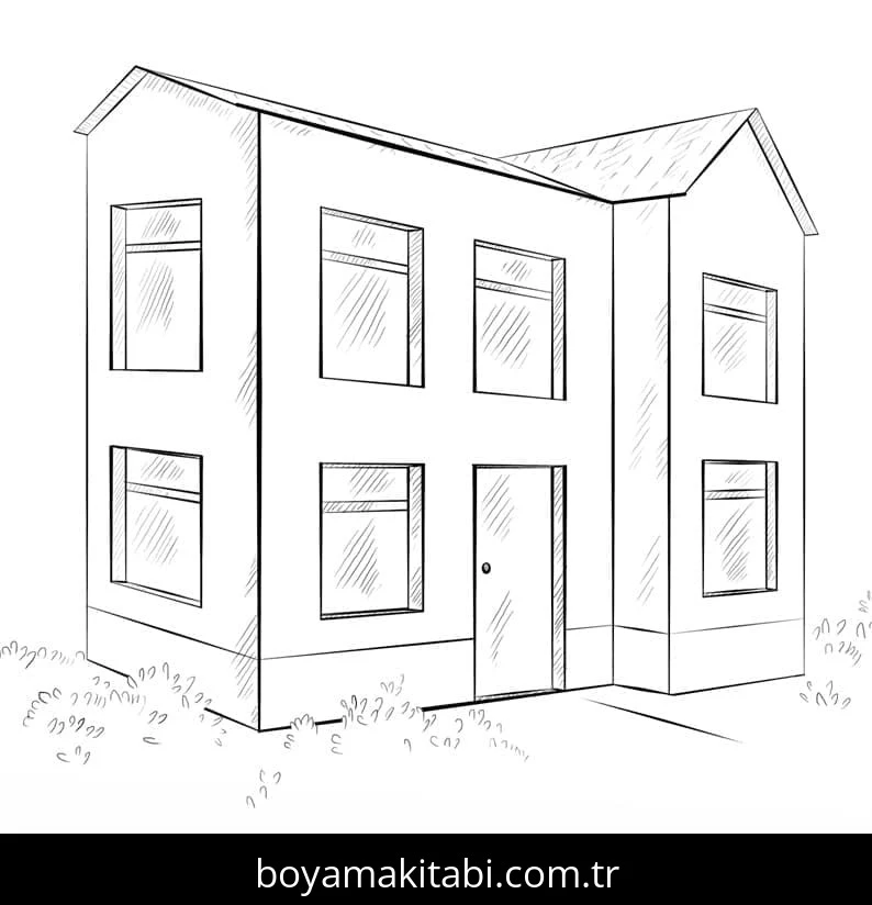Evler boyama sayfası – yaratıcılığı geliştirir, keyifli zaman