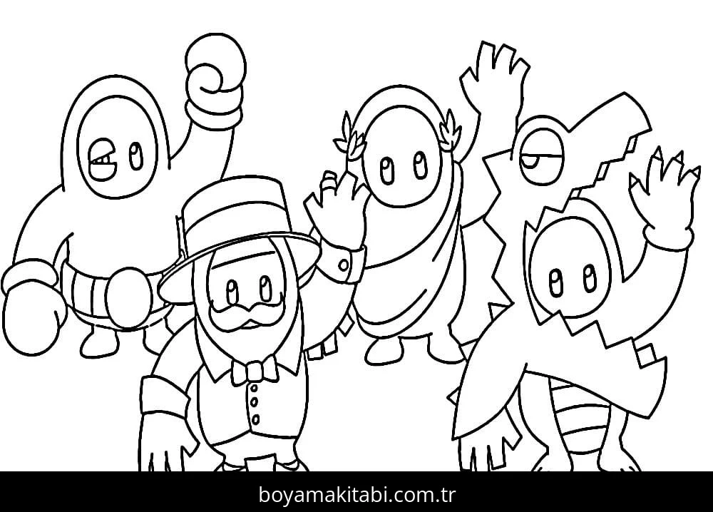 Fall Guys boyama sayfası – PDF indir, sevimli karakter