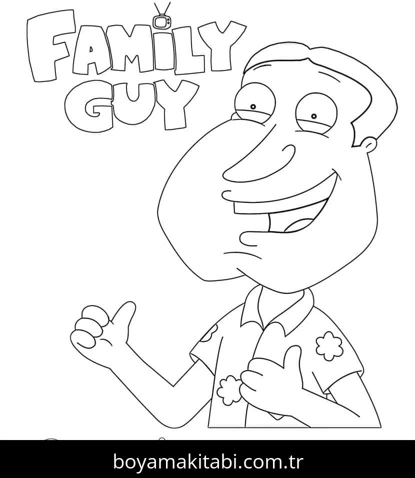 Family Guy boyama sayfası – çizgi film temalı, basit çizim