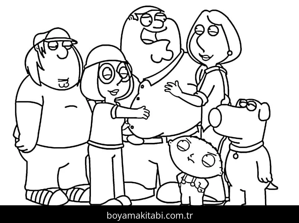 Family Guy boyama sayfası – eğlenceli etkinlik, el becerilerini geliştirir