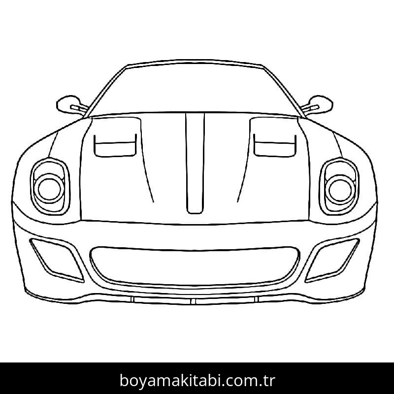 Ferrari boyama sayfası – sanatsal çalışma, çocuklar için