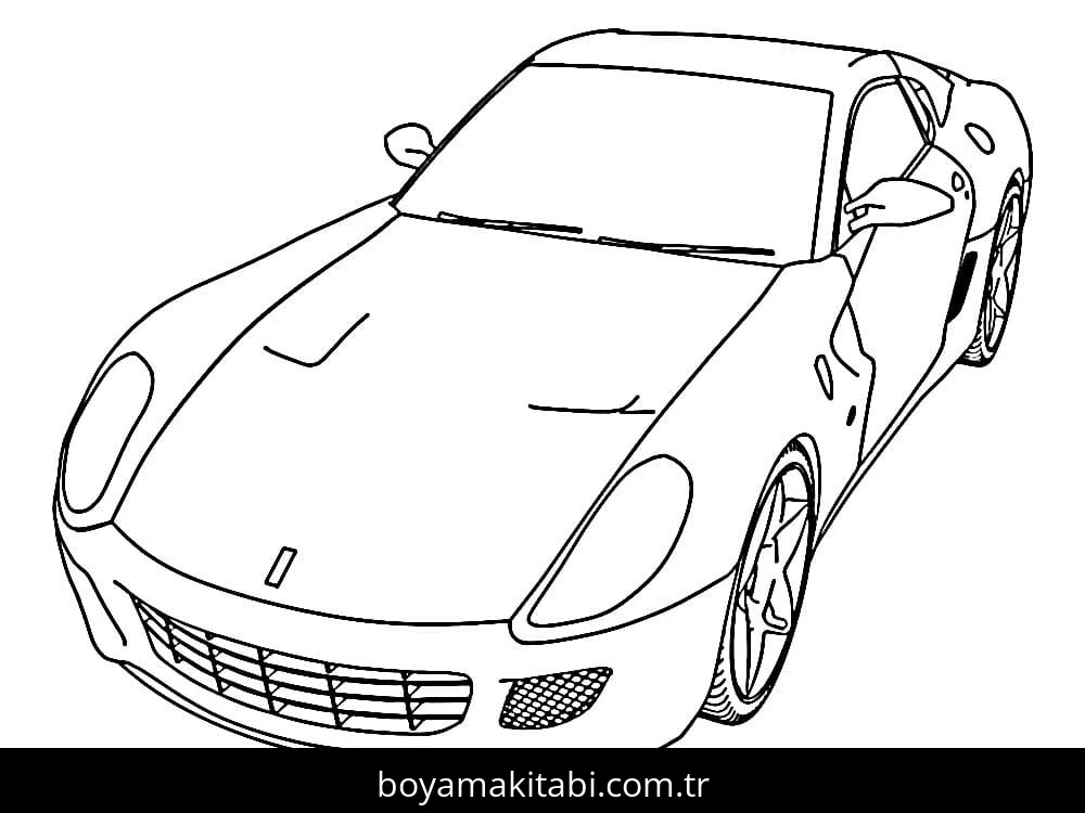 Ferrari boyama sayfası – PDF indir, sevimli karakter