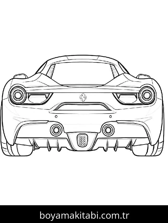 Ferrari boyama sayfası – sanatsal çalışma, çocuklar için