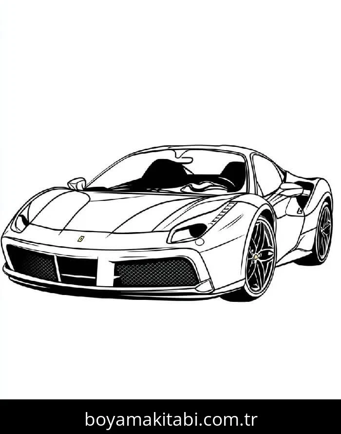 Ferrari boyama sayfası – kolay boyama, eğitici aktivite