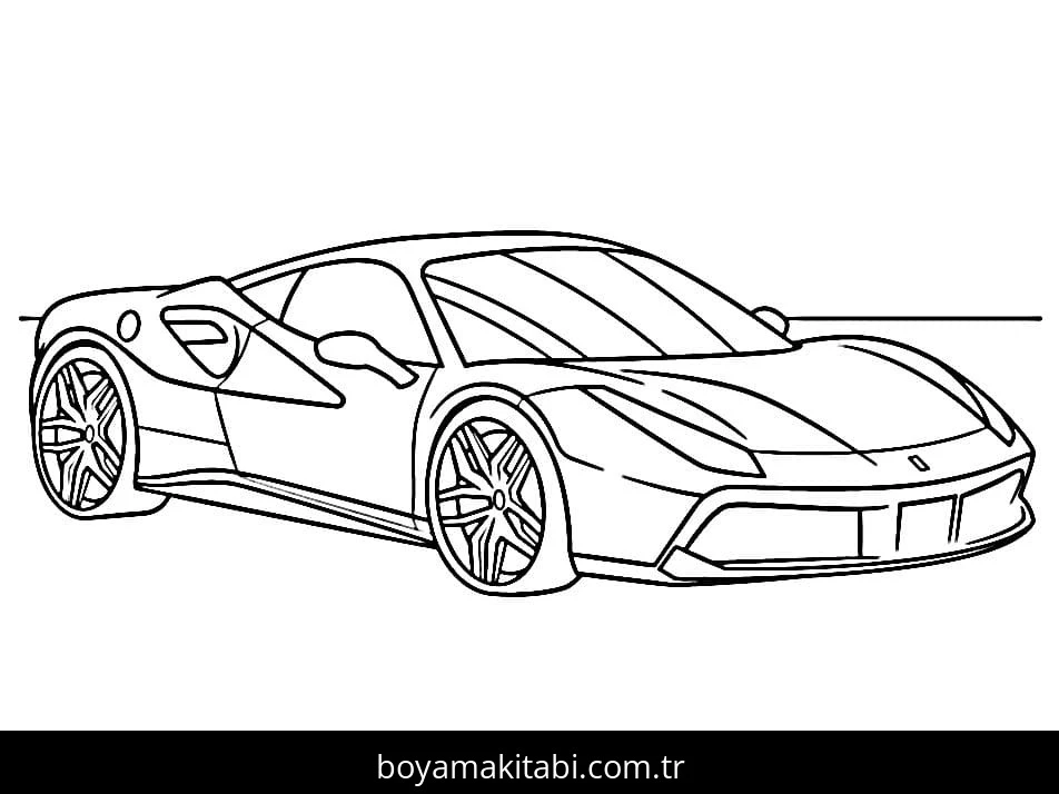 Ferrari boyama sayfası – okul öncesi, evde etkinlik