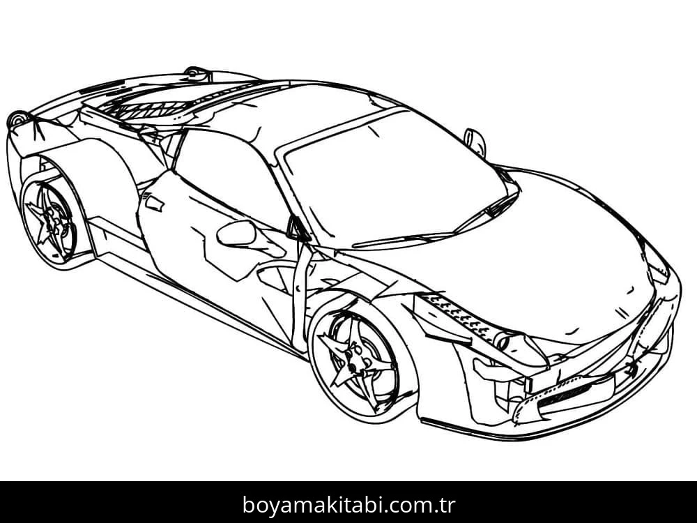 Ferrari boyama sayfası – eğitici aktivite, yaratıcılık